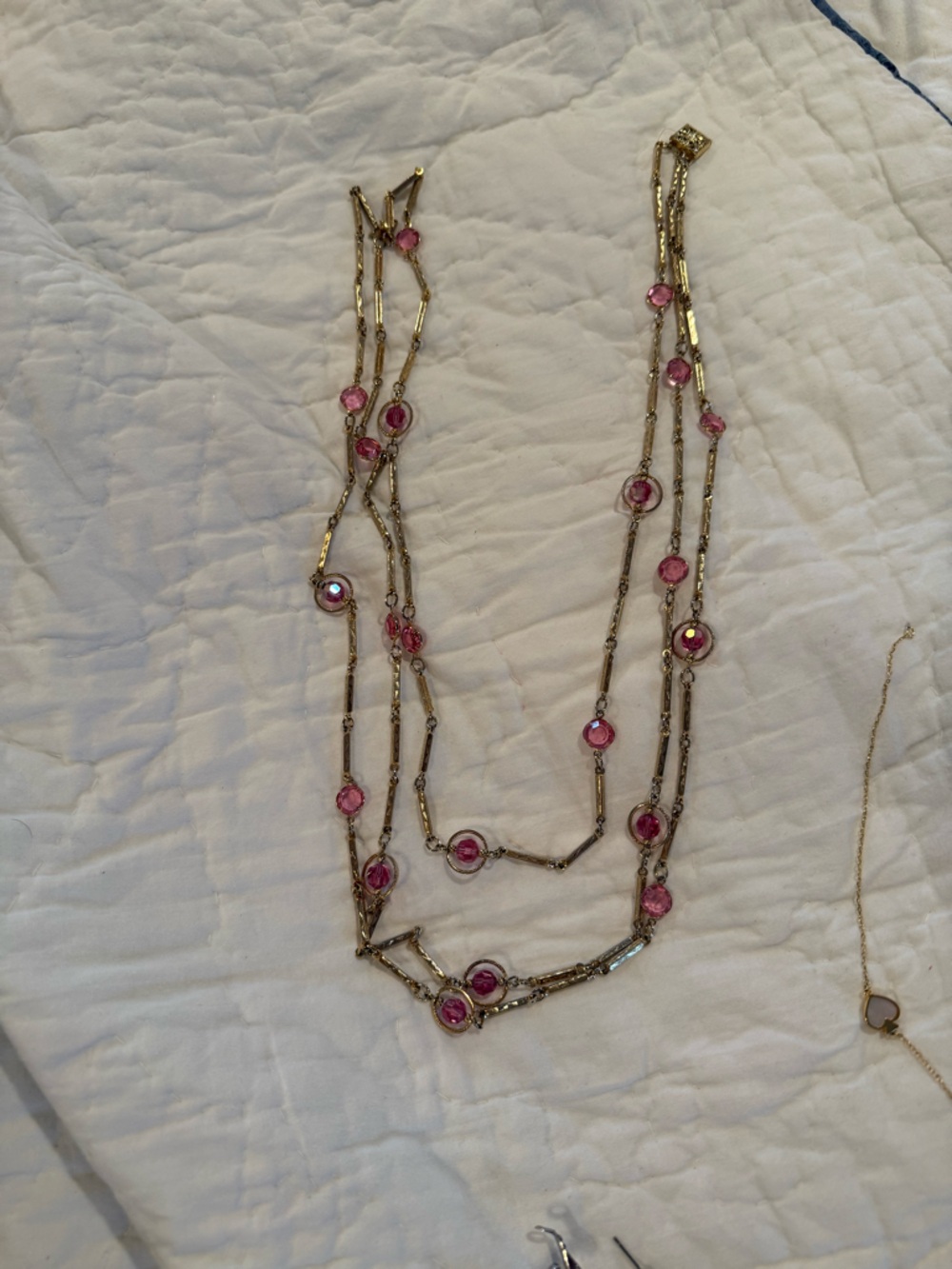 Elegant Pink Crystal Long Station Necklace - Women Jewelry
